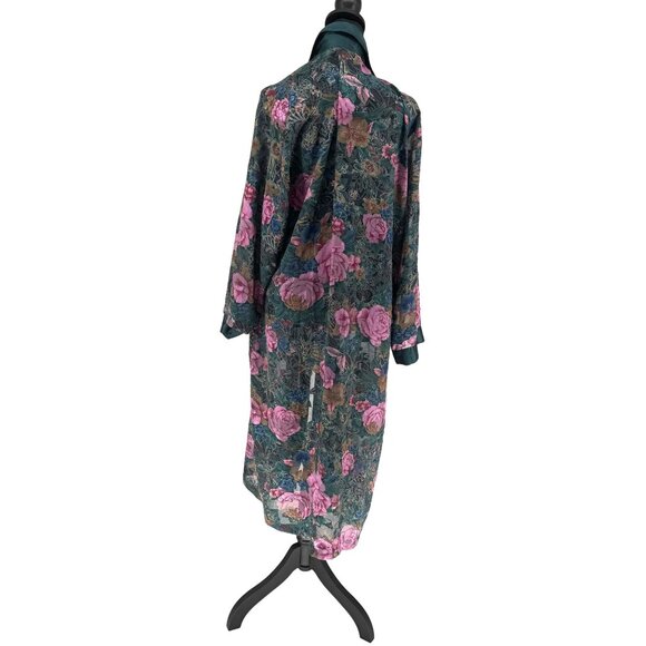 Vtg Victoria Secret Sheer Robe Womens Green Satin Y2K 90s Gold Label‎ No Belt - Picture 8 of 8